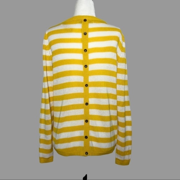 💜 S 💜 Sweater Striped Back Buttons Long Sleeves Pullover - Picture 2 of 7